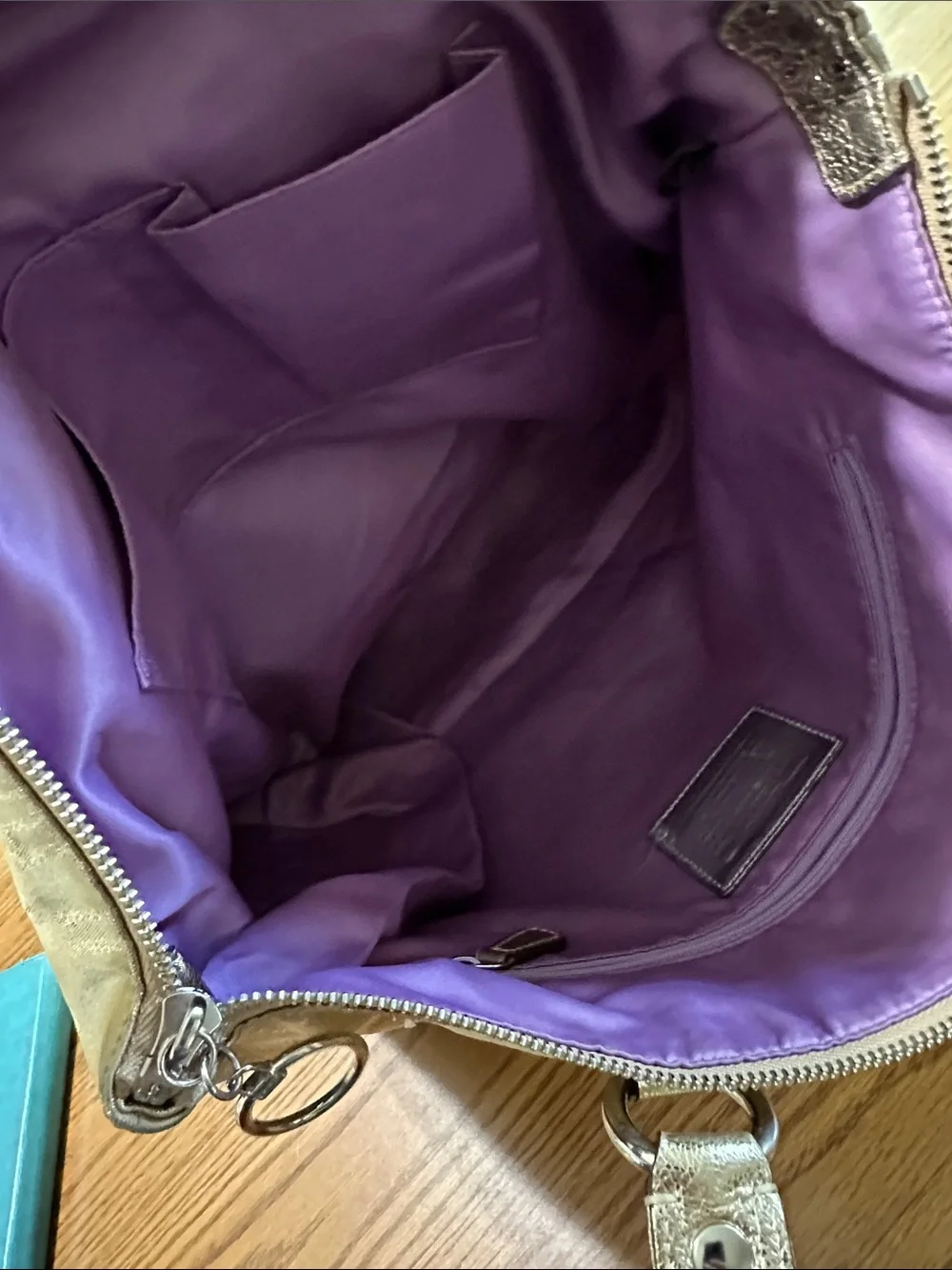 Coach Shiny Gold Shoulder Tote with Zip Front